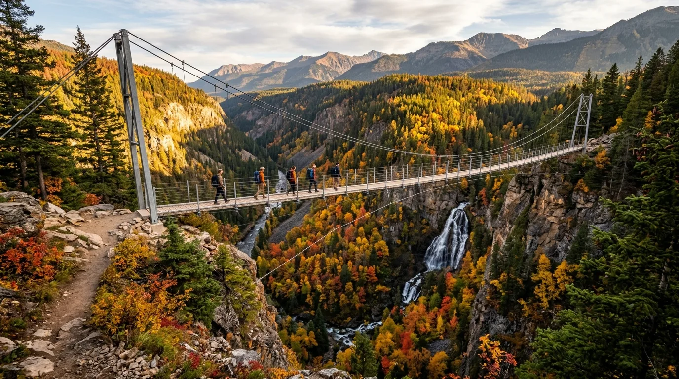 Canyon Landscape Pedestrian Suspension Bridge