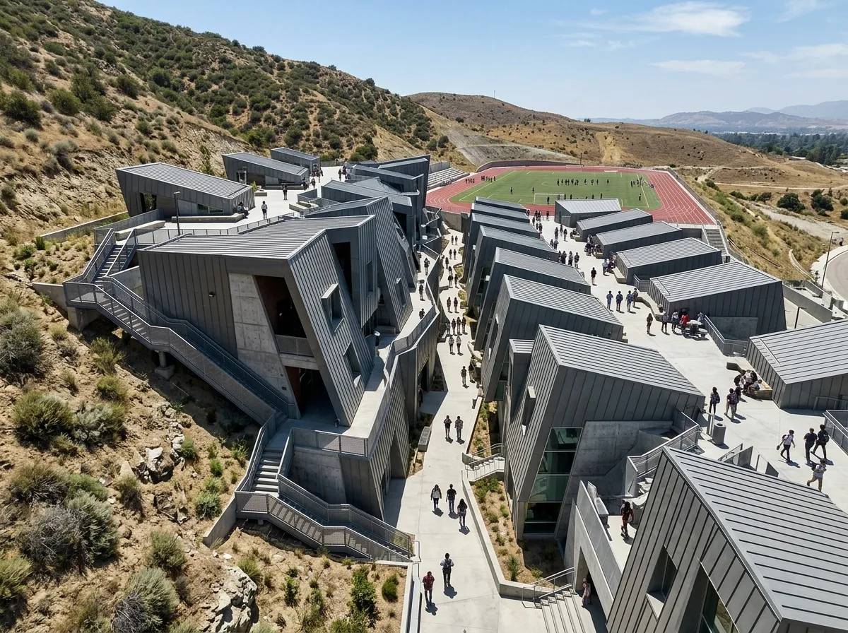 A Faceted Campus Embedded in a Hillside: The Roof is the Playground