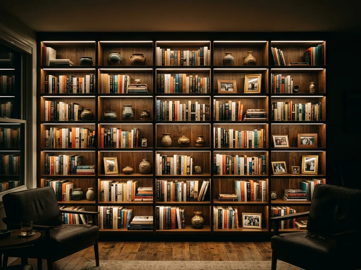 Shelf lighting: light on every shelf in the bookcase