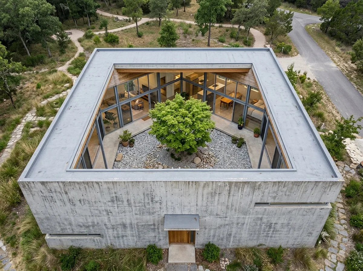 口字中庭：中央挖空的方形住宅