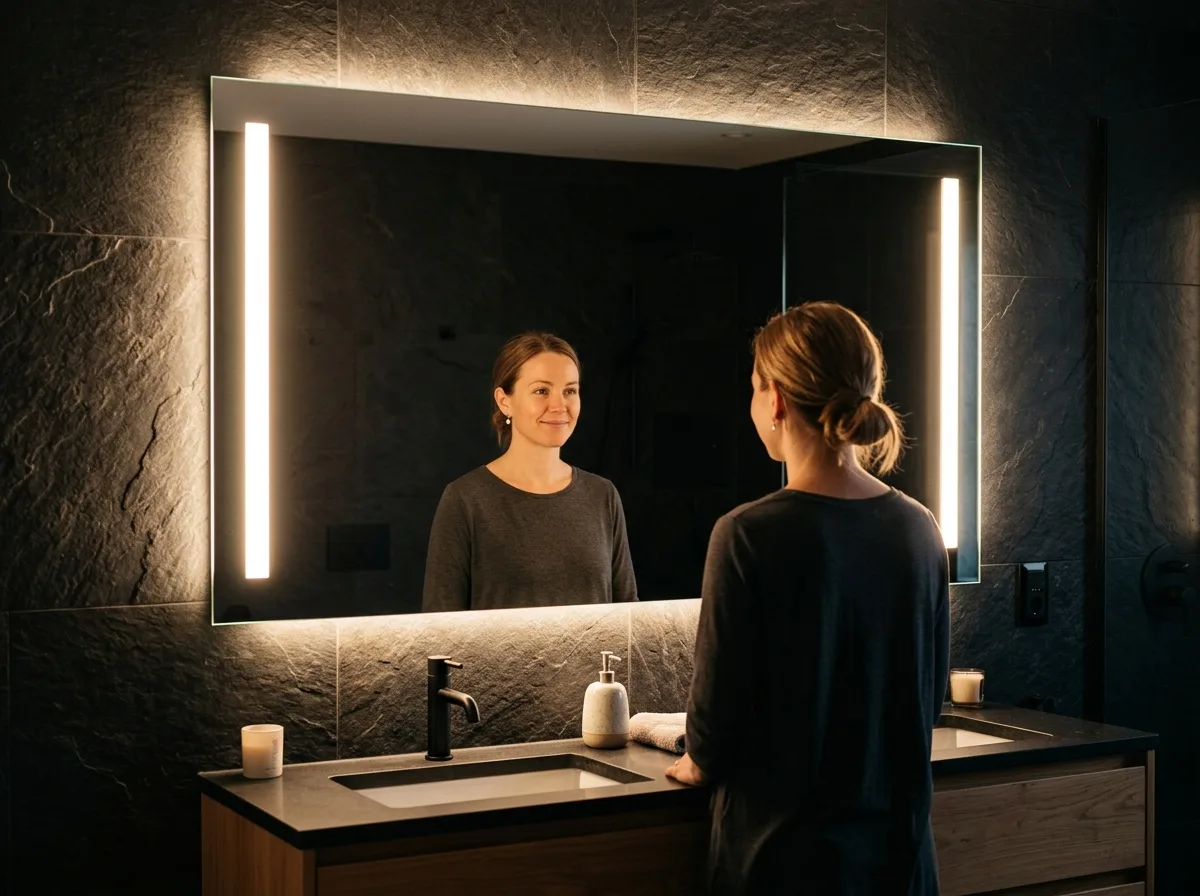 Mirror and light interaction: Clear illumination without glare