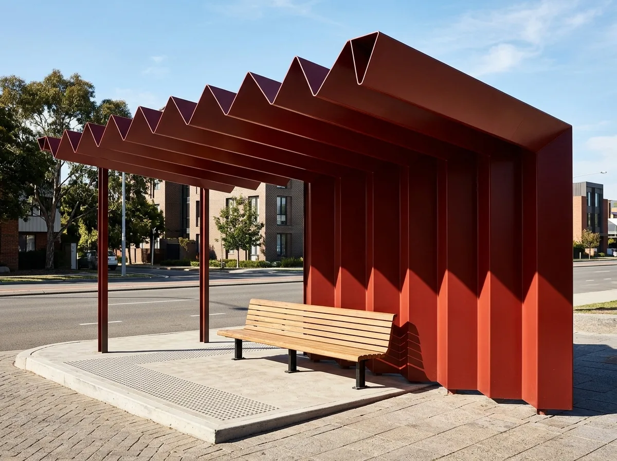 Folded Plate Bus Shelter: A Structure Folded from Steel Plates