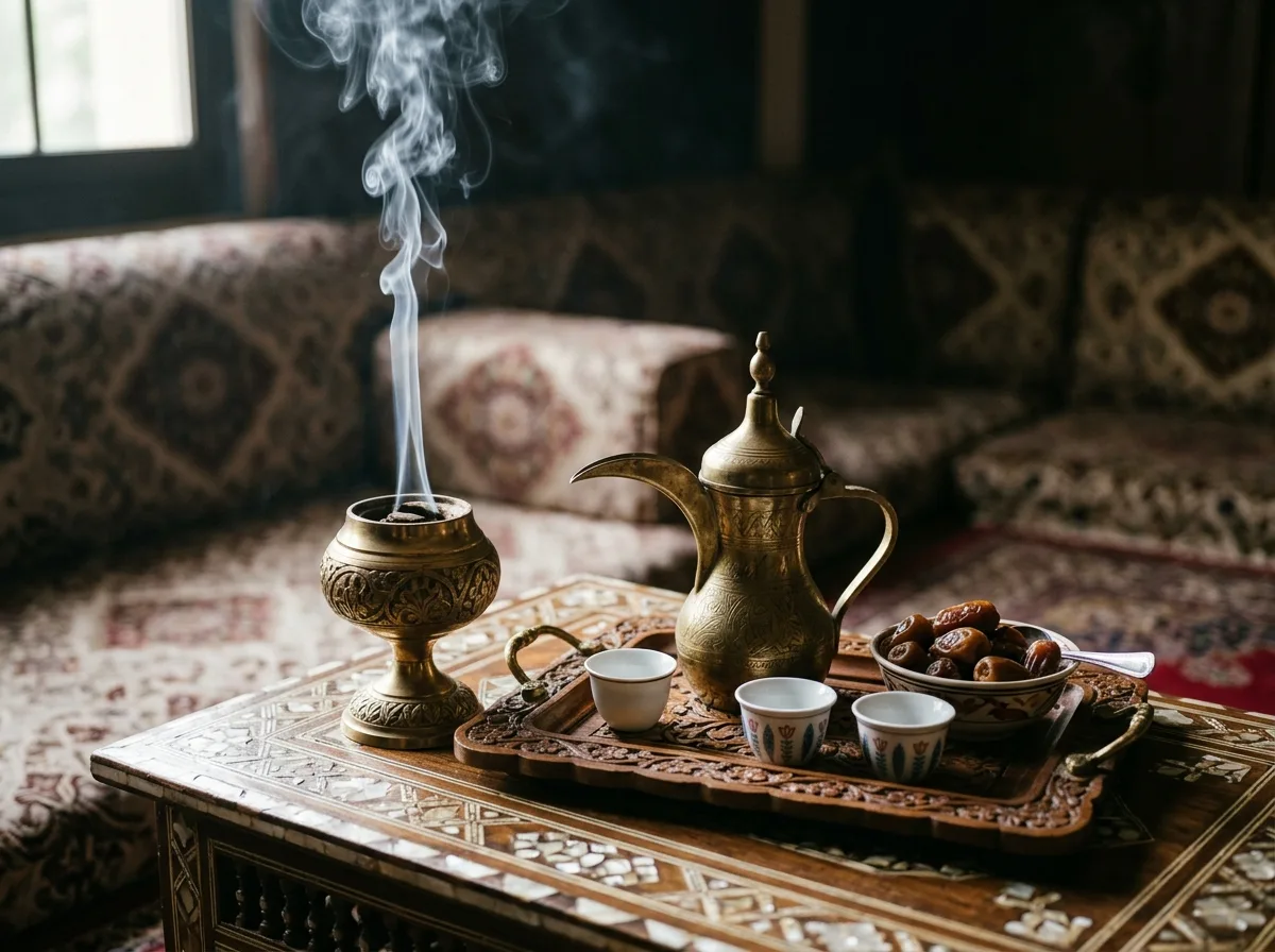 Incense Burner and Coffee: The Set of Utensils for Hospitality