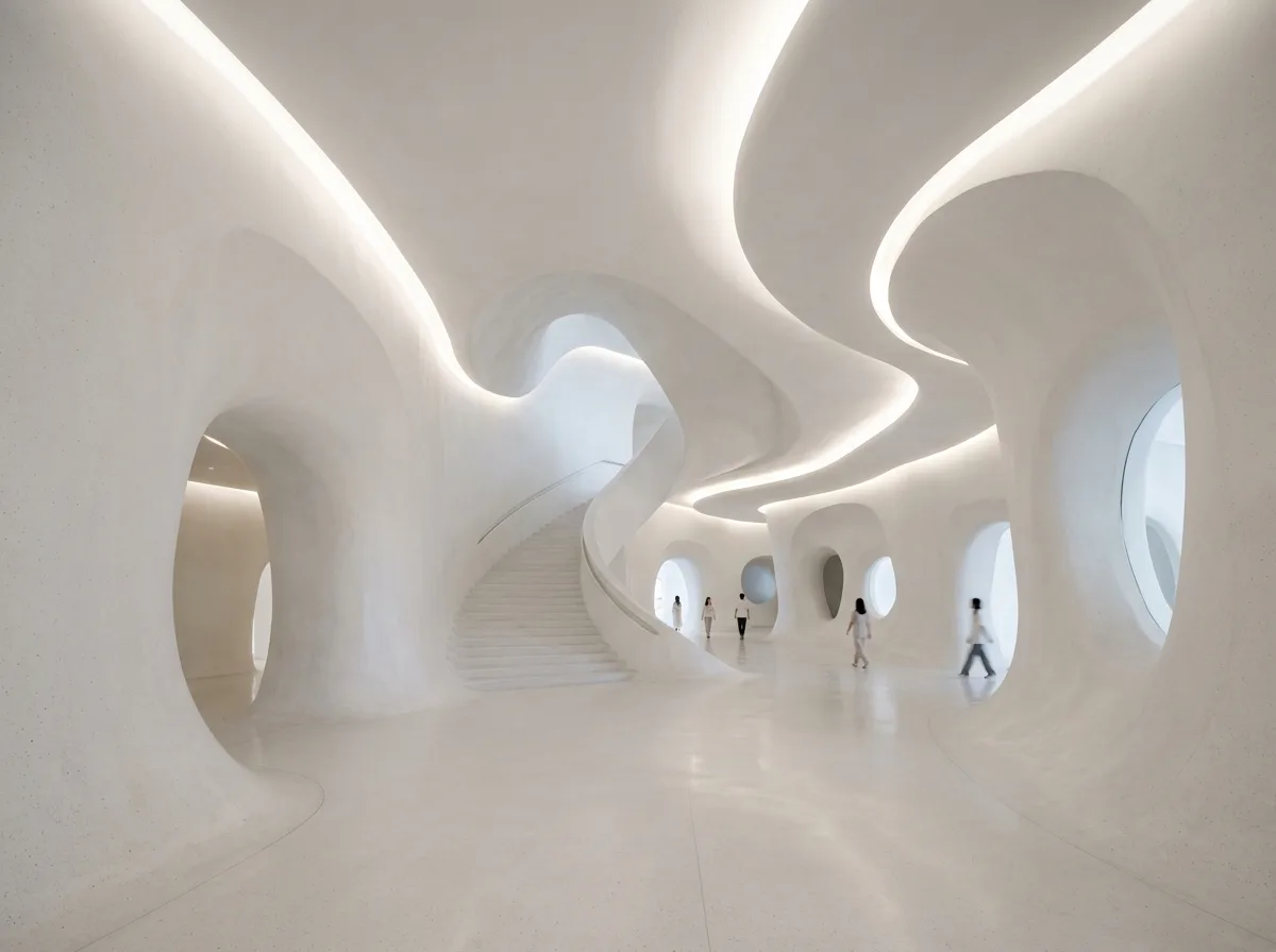 Curved Cave Interior: A Public Hall Without Corners