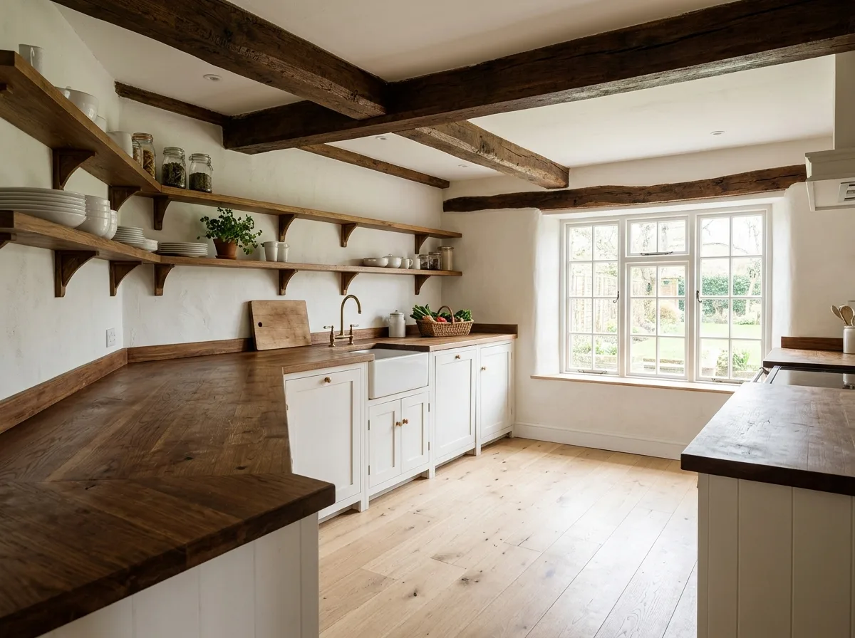 Natural Wood: Countertops, Beams, and Floors in Three Depths