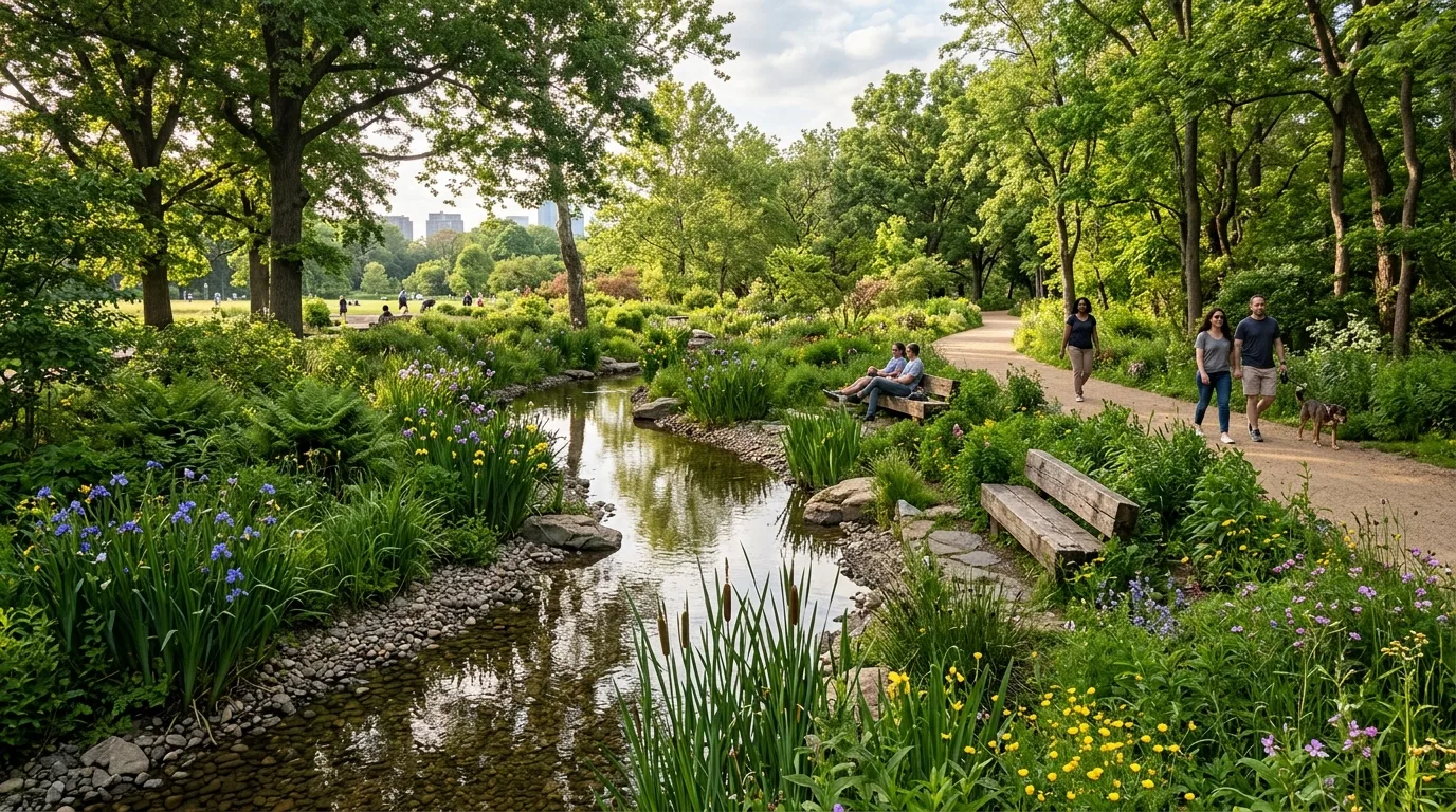都市のオアシス：生態水景公園