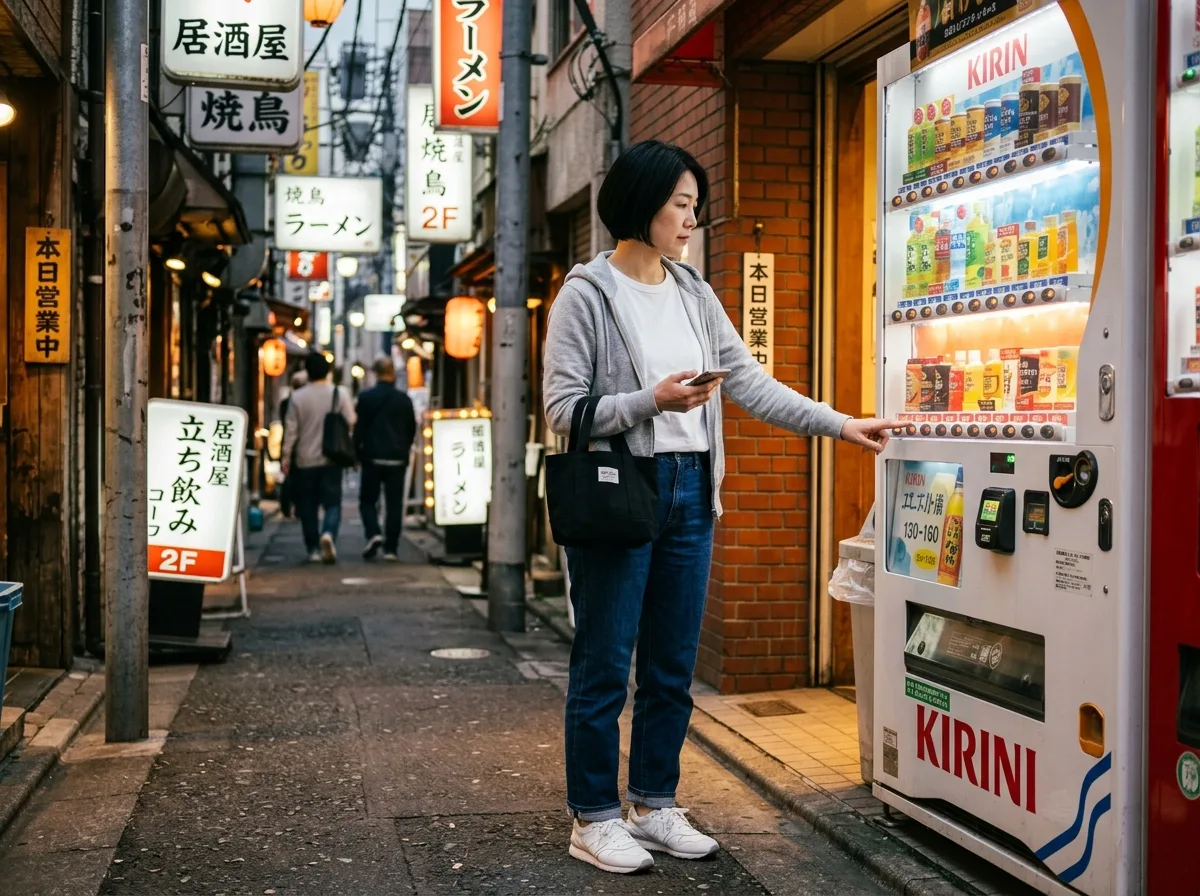 自动贩卖机前