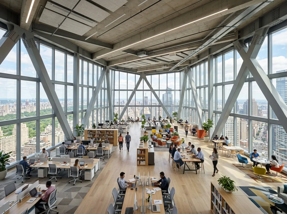 Column-Free Office Floors: An Exposed Structure Work Environment