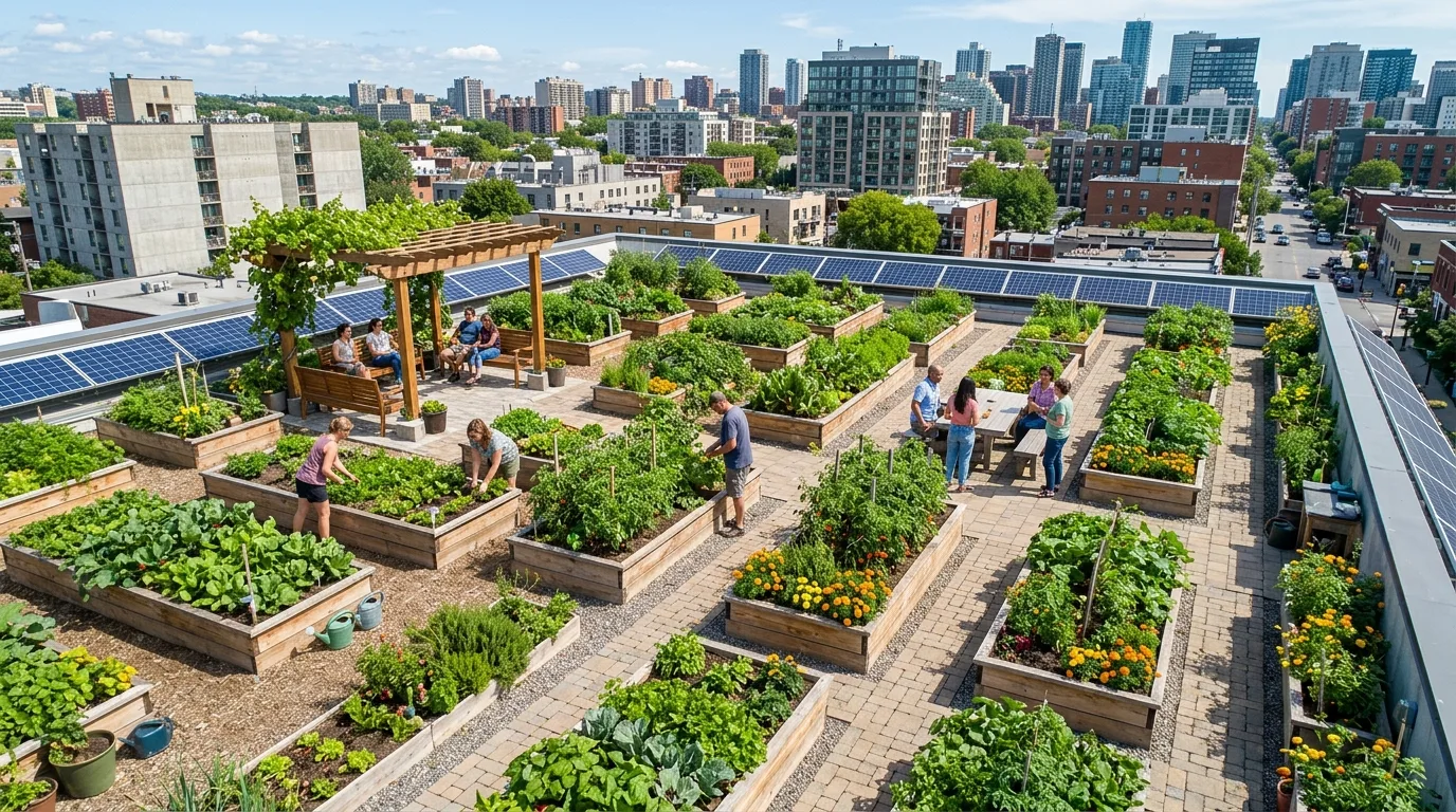 Urban Rooftop Farms and Shared Spaces