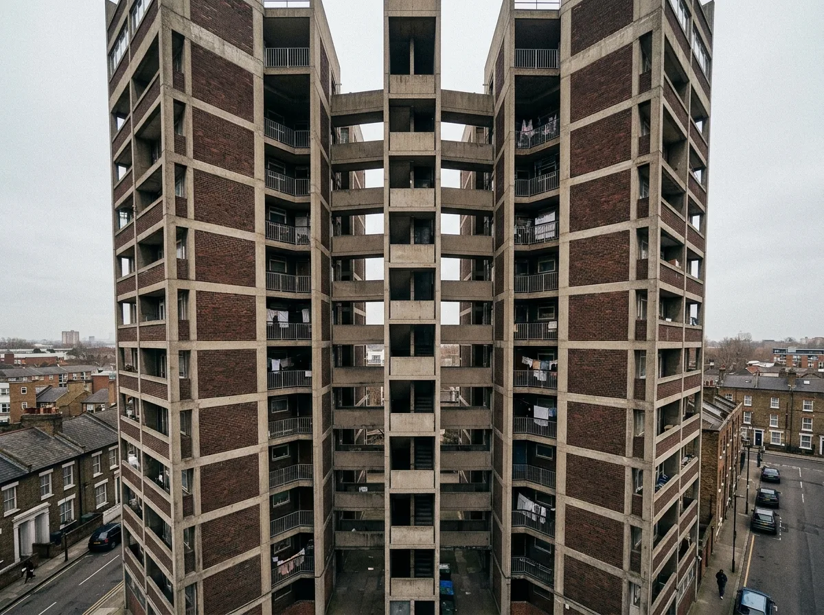 Cluster Housing Tower: Four-Winged Plan with Central Service Core