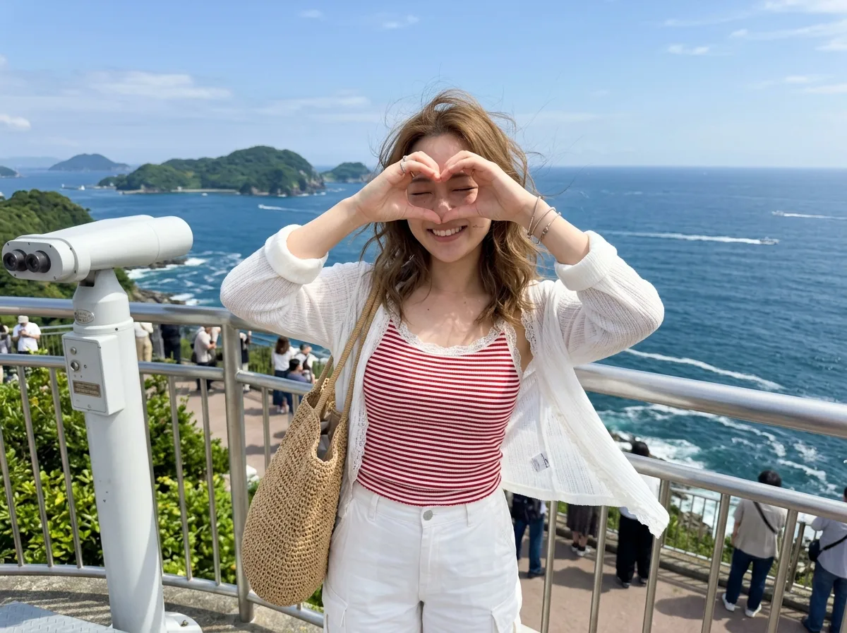 Coastal Observatory Heartbeat: Travel Snapshots of Sea Breeze and Woven Bags