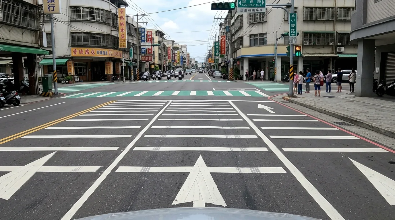 视觉减速线：进入路口前的节奏收束