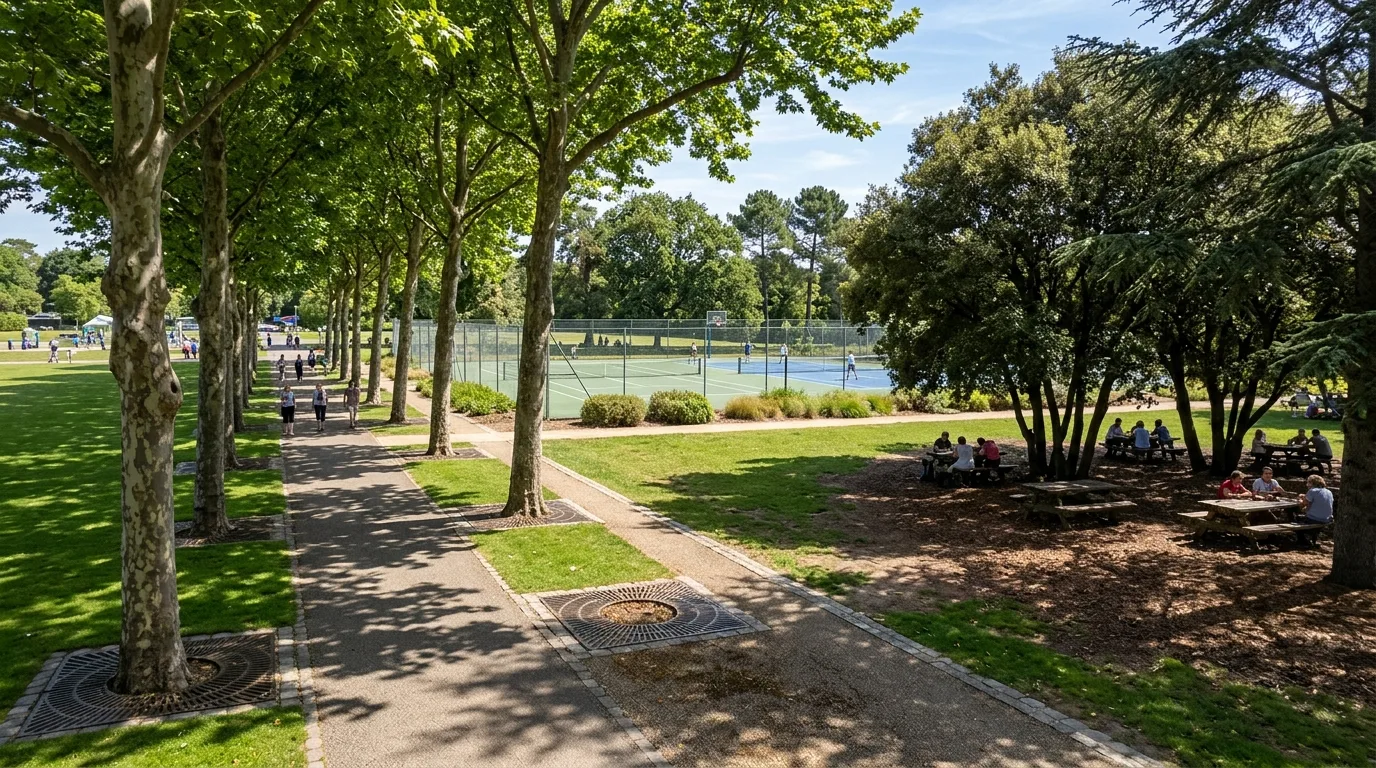 スポーツ公園の樹木：日陰戦略と敷地の関係