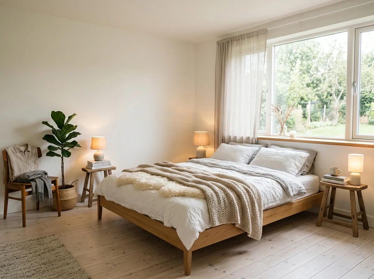 Nordic Bedroom: Low Bed and Large Windows