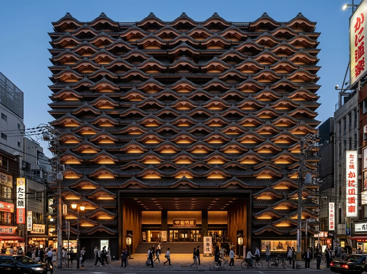 Stacked Kip-Pu Roof: A Modern Theater Facade with Traditional Roof Vocabulary