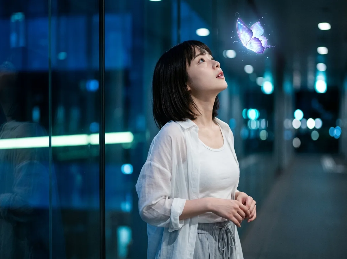 青夜に浮かぶ蝶