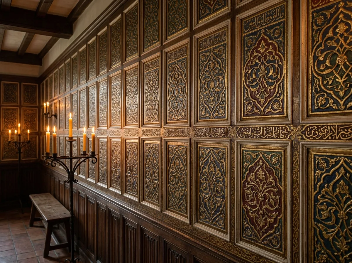 Painted Wood Paneling: Full Coverage of Gold and Indigo