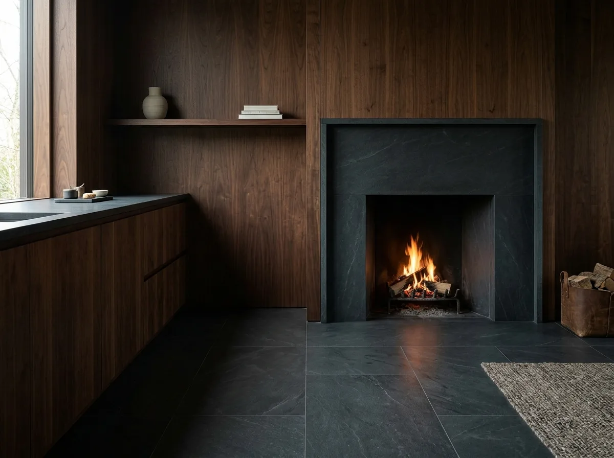 Paired stone should be darker: black marble and dark slate