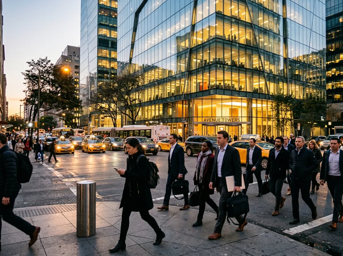 Urban Pulse: Commuters Dancing with Modern Architecture